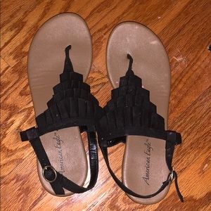 american eagle black trendy sandals